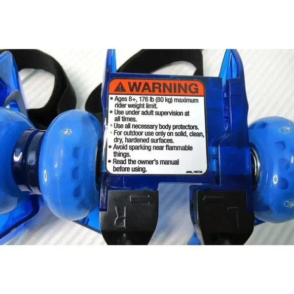 RAZOR JETTS DLX HEEL WHEEL HEELYS ADJUSTABLE STRAP TO SHOE SKATES BLUE LIGHT UP - Picture 4 of 4